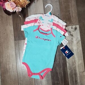 NWT Champion 6M Baby Girl 5pc Set Aruba Blue 5 Pack Matching Bundle